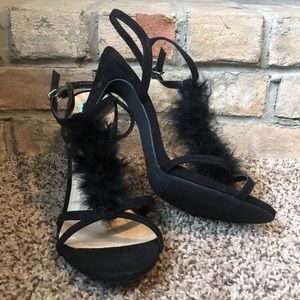 Strappy Heels with feathers